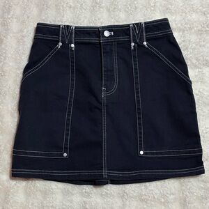 Pilcro Y2K Black Mini Skirt with White Stitching